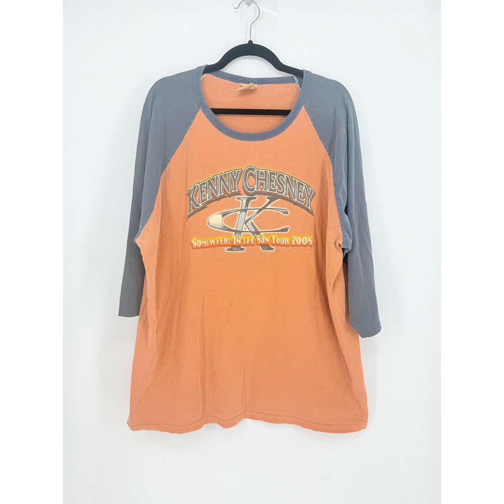 Vintage Kenny Chesney Somewhere in the Sun Tour 2005 Raglan Shirt Mens XL Orange